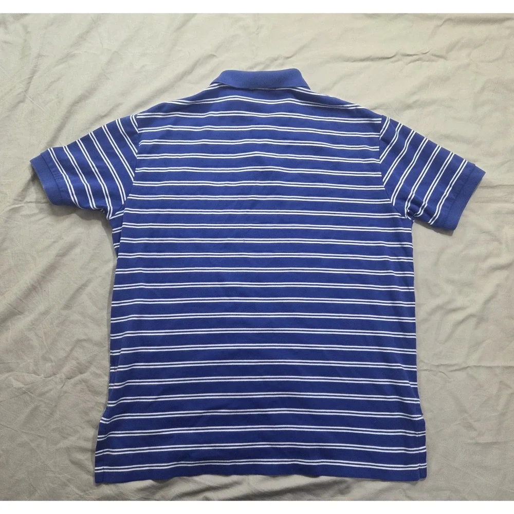Polo Ralph Lauren Striped Polo Shirt Mens L Blue White‎ Pony Logo Short Sleeve